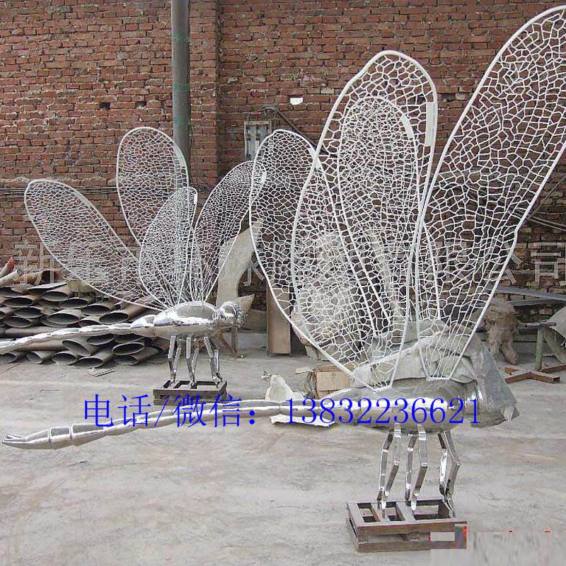 不锈钢仿真不锈钢动物蜻蜓雕塑厂家加工