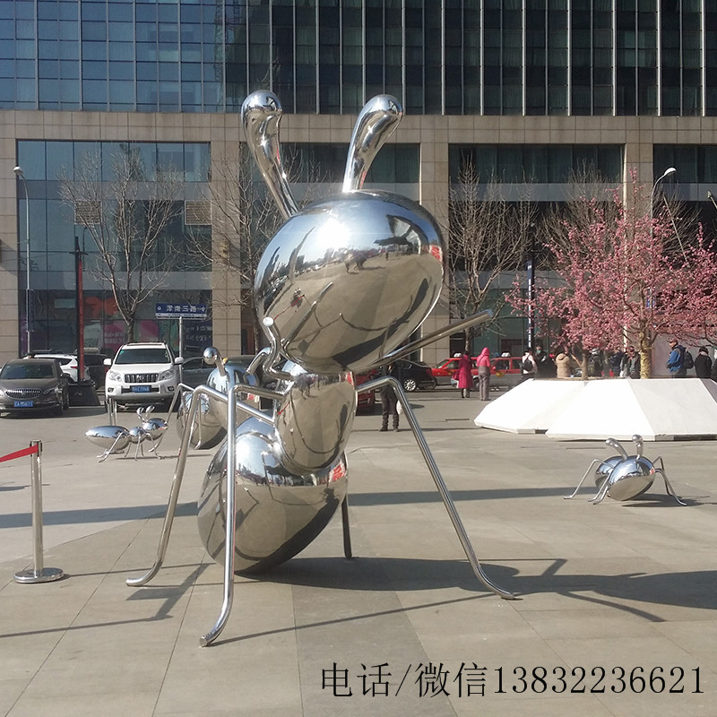 哈尔滨镜面不锈钢蚂蚁雕塑厂家安装